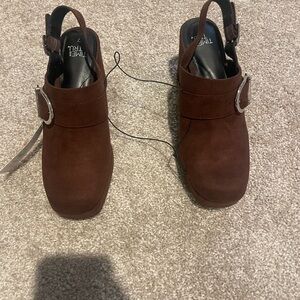 Chocolate Brown Mules with Buckle